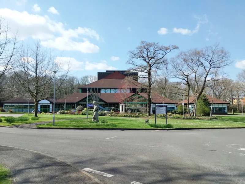 The Hawth arts centre in Crawley seen from its approach