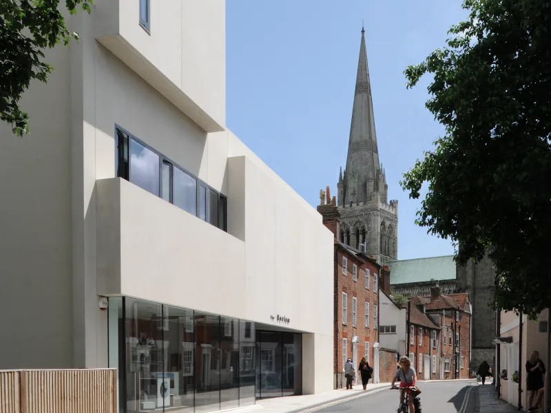 The Novium Museum on Tower Street with Chichester Cathedral spire behind
